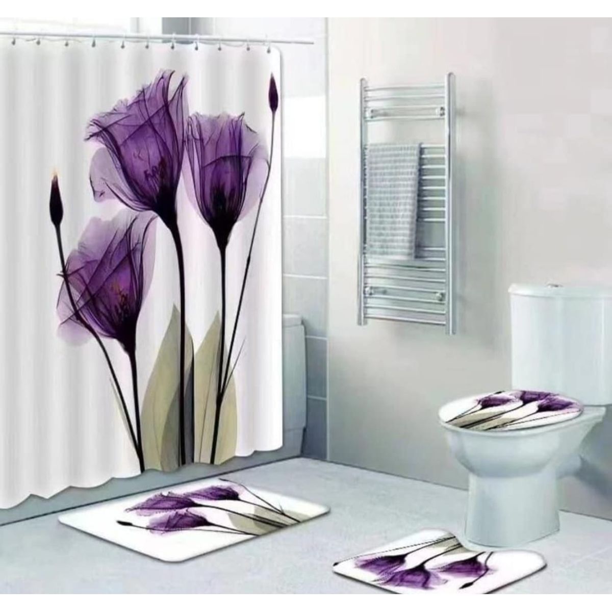 GENERICO - Set de baño cuatro piezas cortina de baño 180 x 180 cm