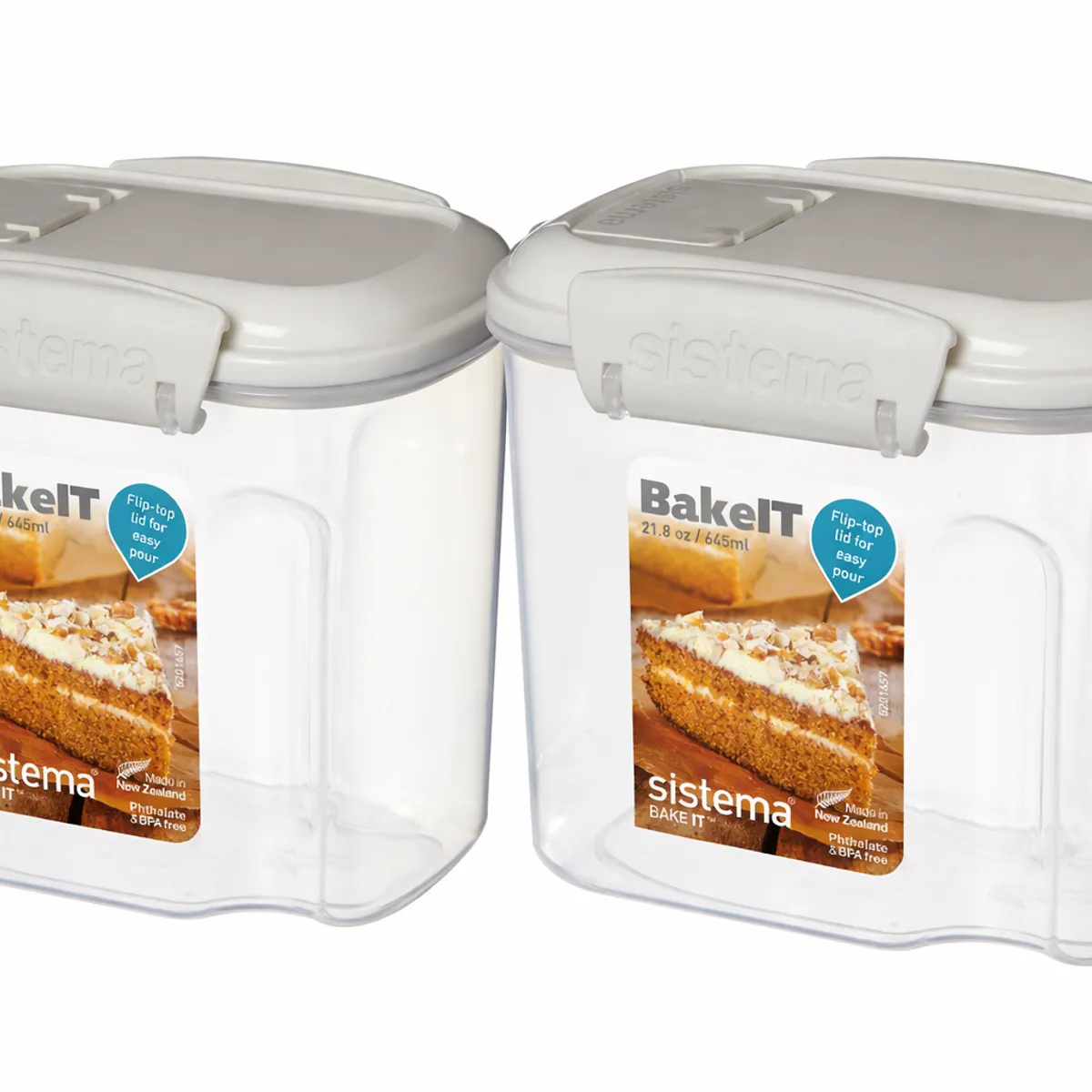 SISTEMA - Set de 2 Contenedores Hermeticos con Tapa Dispensadora de 645 ml.- Fabricado en Nueva Zelandia