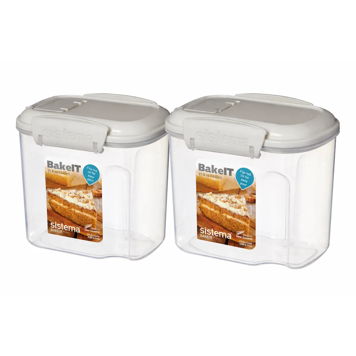 SISTEMA - Set de 2 Contenedores Hermeticos con Tapa Dispensadora de 645 ml.- Fabricado en Nueva Zelandia