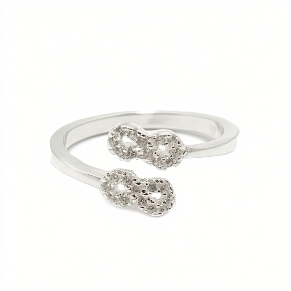 ANDREA COGGIOLA JOYAS - Anillo Doble Infinito Circón Plata Fina 925