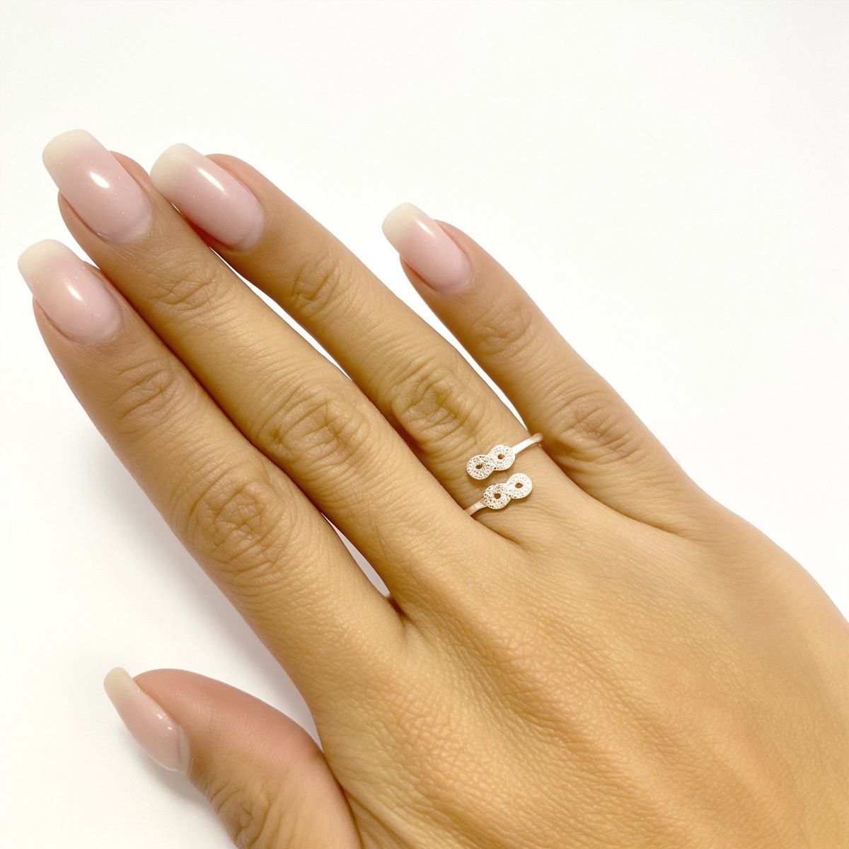 ANDREA COGGIOLA JOYAS - Anillo Doble Infinito Circón Plata Fina 925