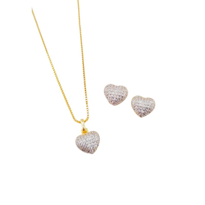 JOYAS MONTERO - Conjunto Corazon Gold Con Micro Circones