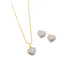 JOYAS MONTERO - Conjunto Corazon Gold Con Micro Circones