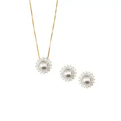 JOYAS MONTERO - Conjunto Isabel Gold Microcircones y Perlas Organicas