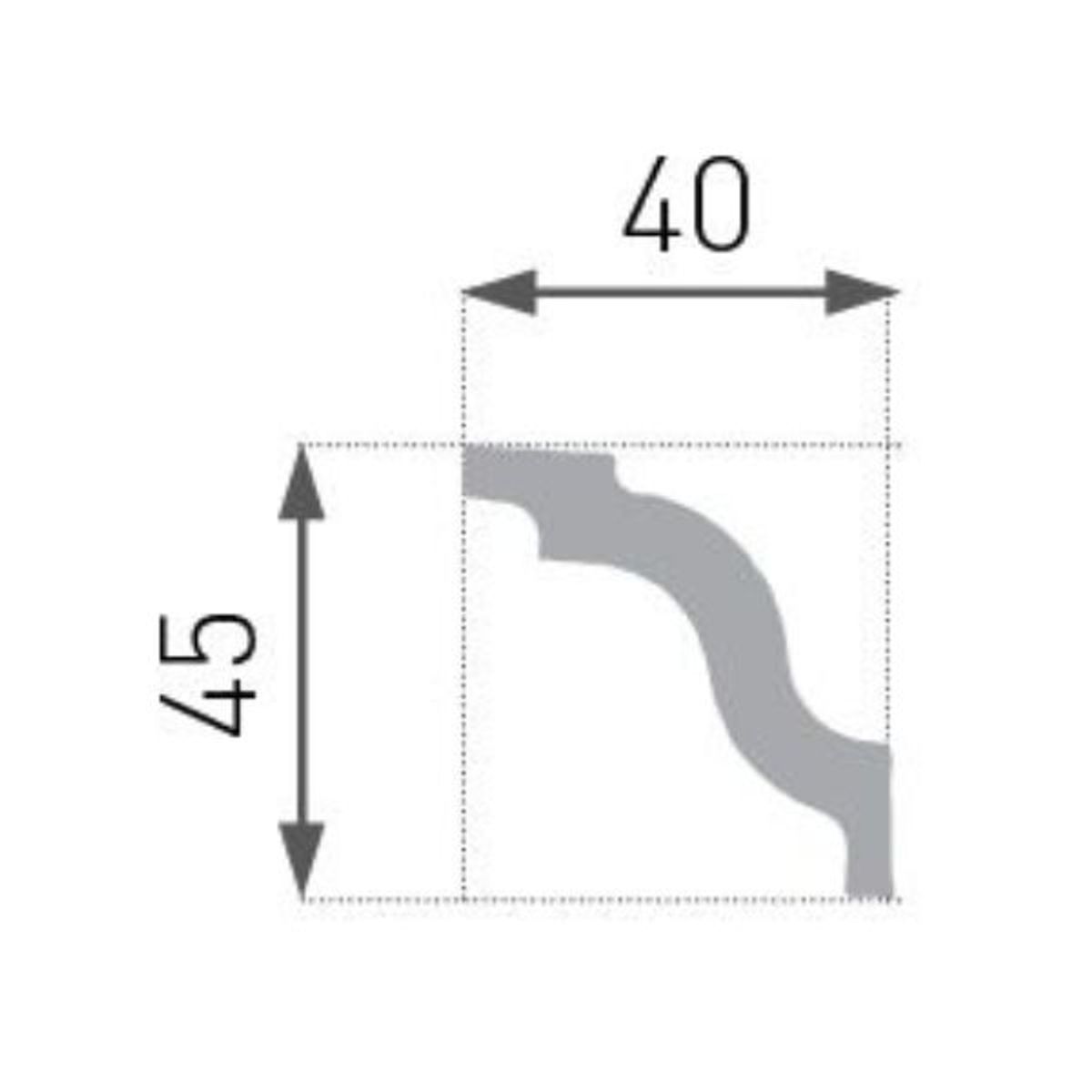 MARBET DESIGN - Cornisa E5 PS 45X40mm x 2mts. Caja 90 unds.