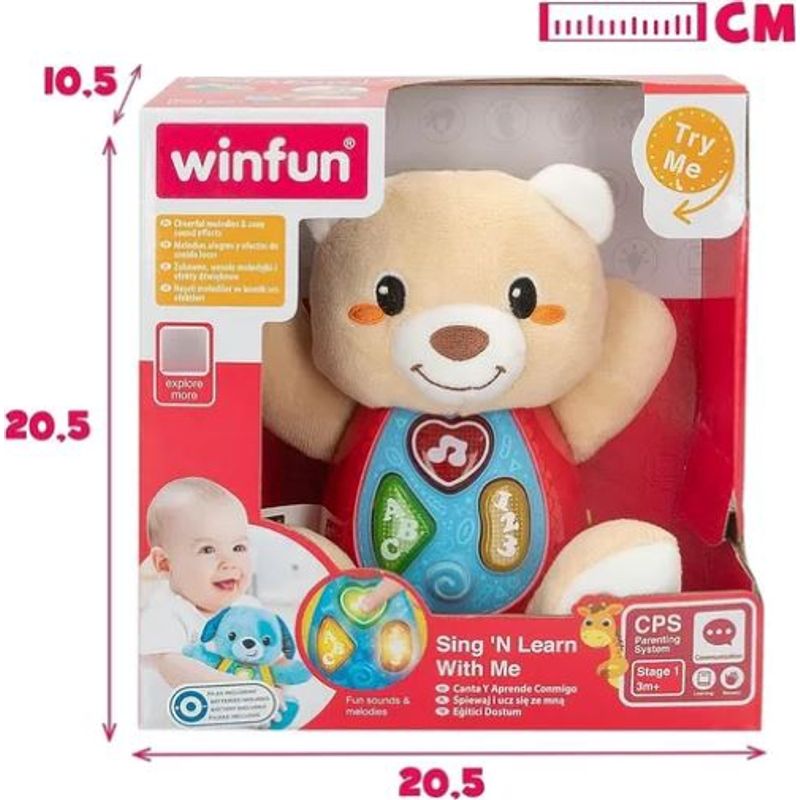 WINFUN - Peluche Osito Canta Y Aprende Conmigo