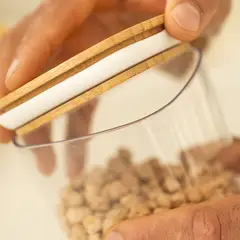 OU - Contenedor Hermético con Tapa Bambú Keep 0,45 lt Transparente