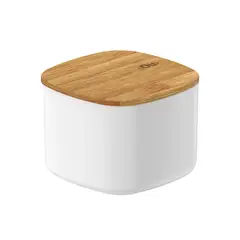 OU - Contenedor Hermético Con Tapa de Bambú Keep 0,45 lt Blanco