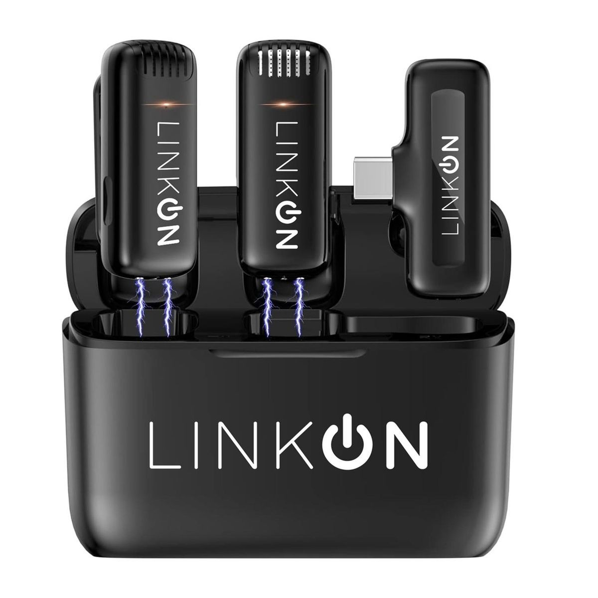 LINKON - Microfono Inalambrico Solapa Lavalier Linkon - Negro - Entrada USB C