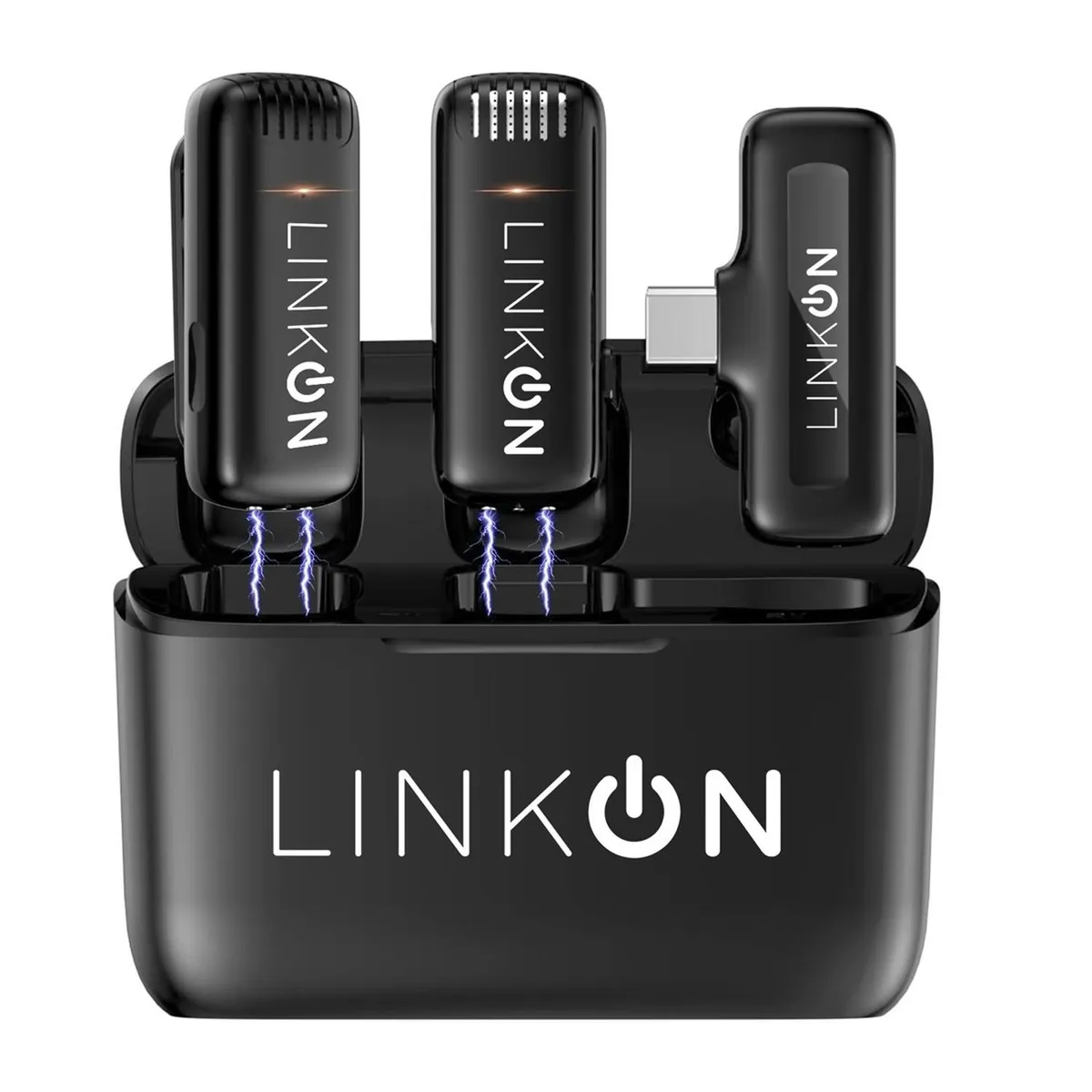 LINKON - Microfono Inalambrico Solapa Lavalier Linkon - Negro - Entrada USB C