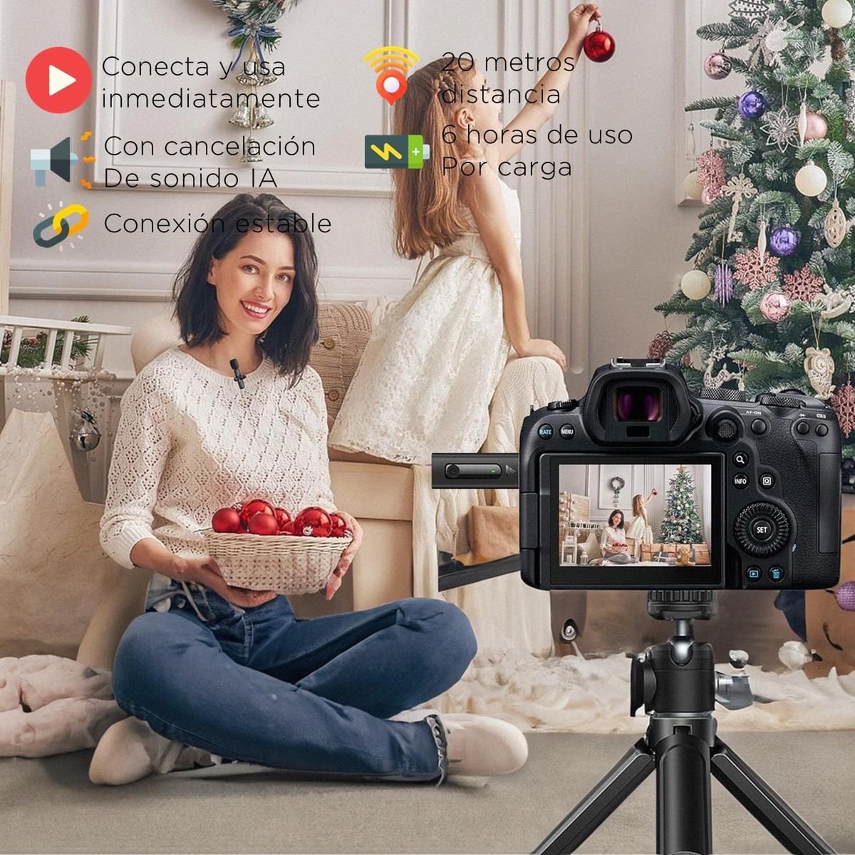 LINKON - Microfono Inalambrico Solapa Lavalier Linkon - Negro - Entrada 3.5 mm