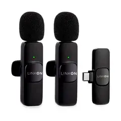 LINKON - Microfono Inalambrico Solapa Lavalier - Negro - Entrada USB C