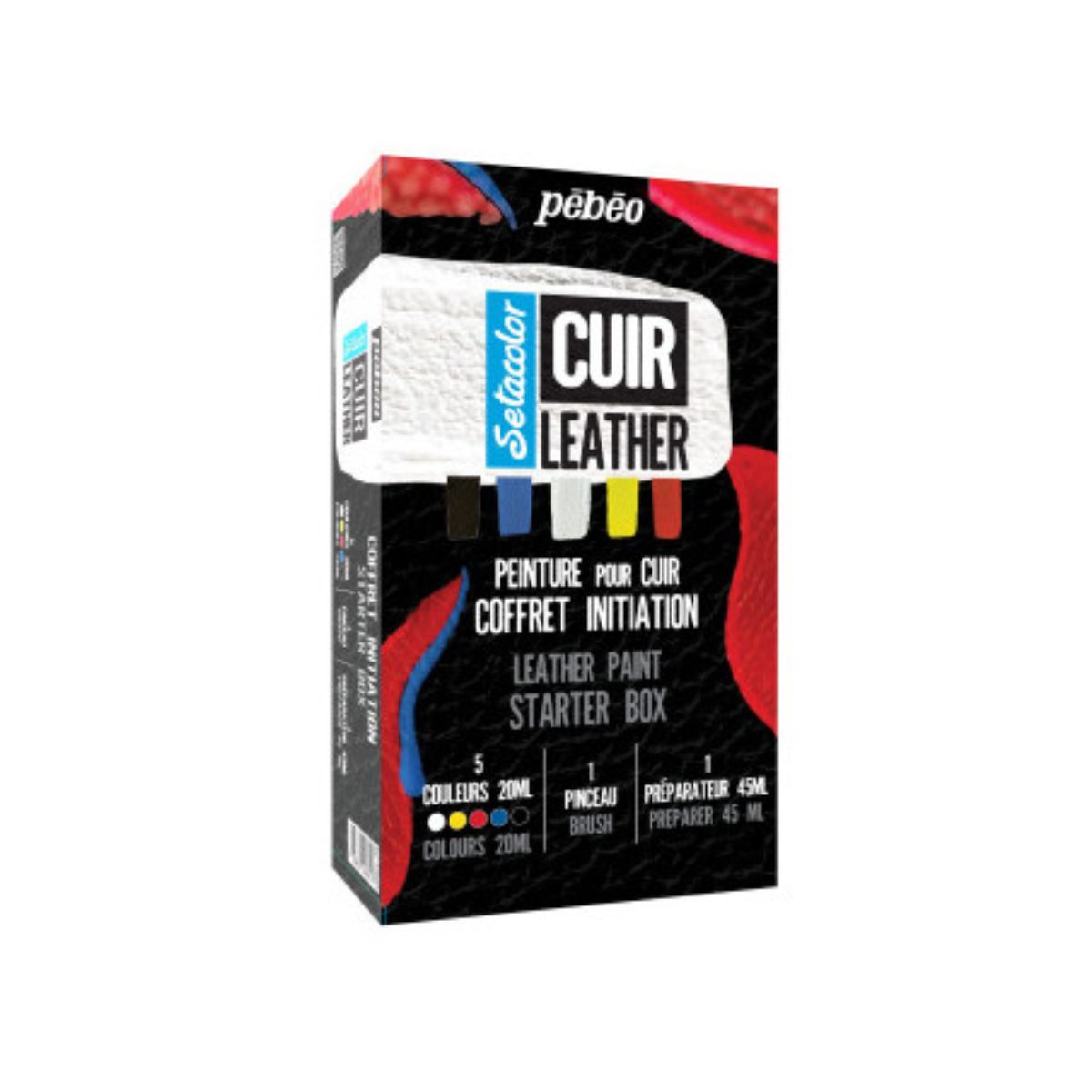 PEBEO - Kit Pintura Cuero 5 colores + Impl. Pebeo Setacolor Cuir