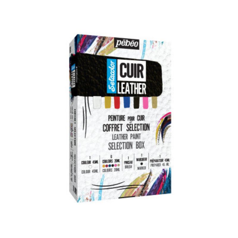 PEBEO - Kit Pintura Cuero 6 colores + Impl. Pebeo Setacolor Cuir