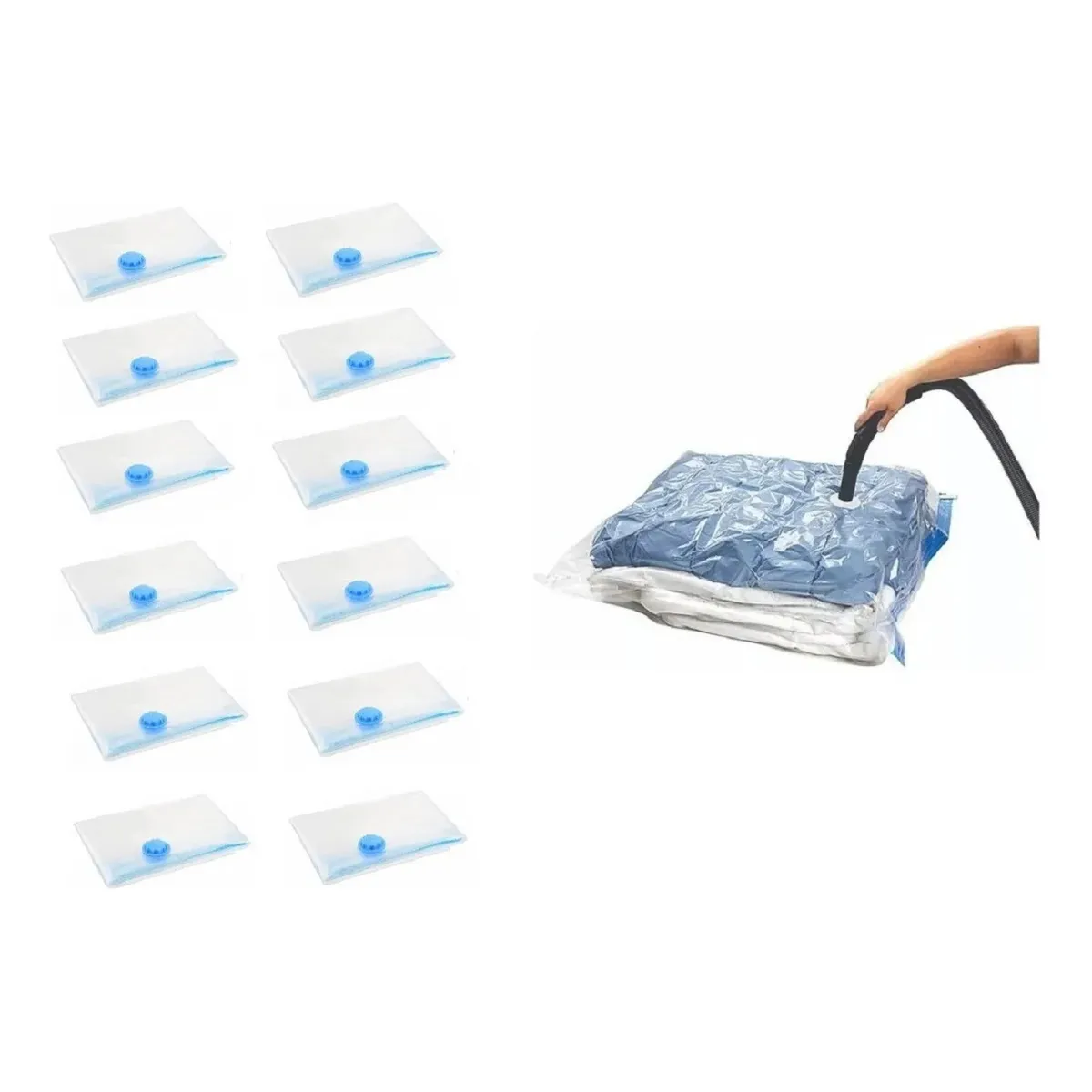 GENERICO - Pack 12 Bolsas Al Vacío Casa Compresión De Ropa 69x98