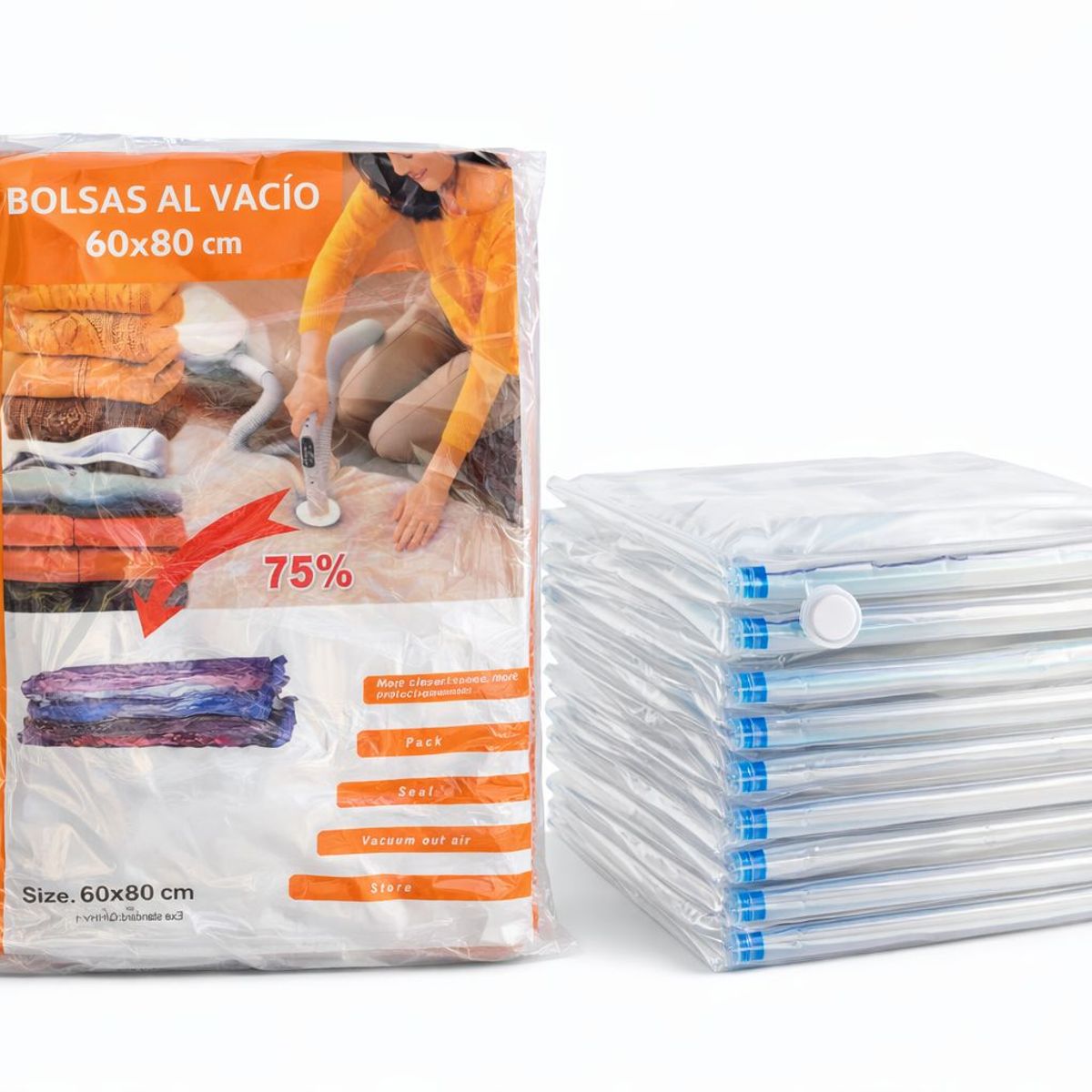 GENERICO - Bolsa al Vacío 60x80 cm para Ropa  Ahorra Espacio 75%  Organizador de Closet y Viaje