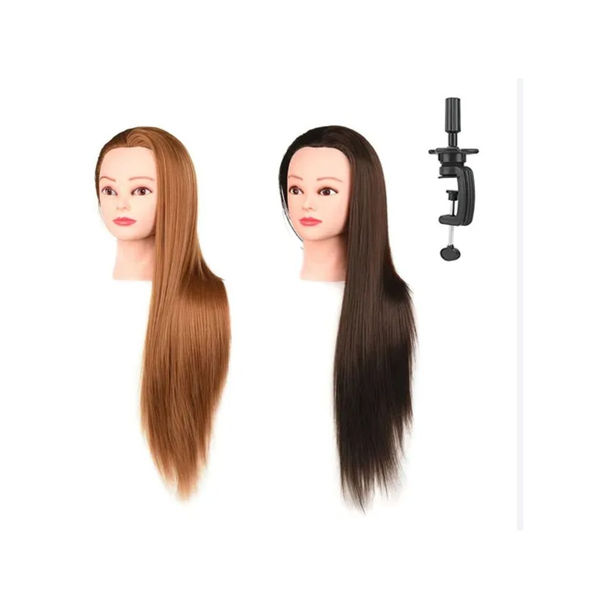 GENERICO - Cabeza Estudio Peluqueria Sintetico 80cm Cafe Claro