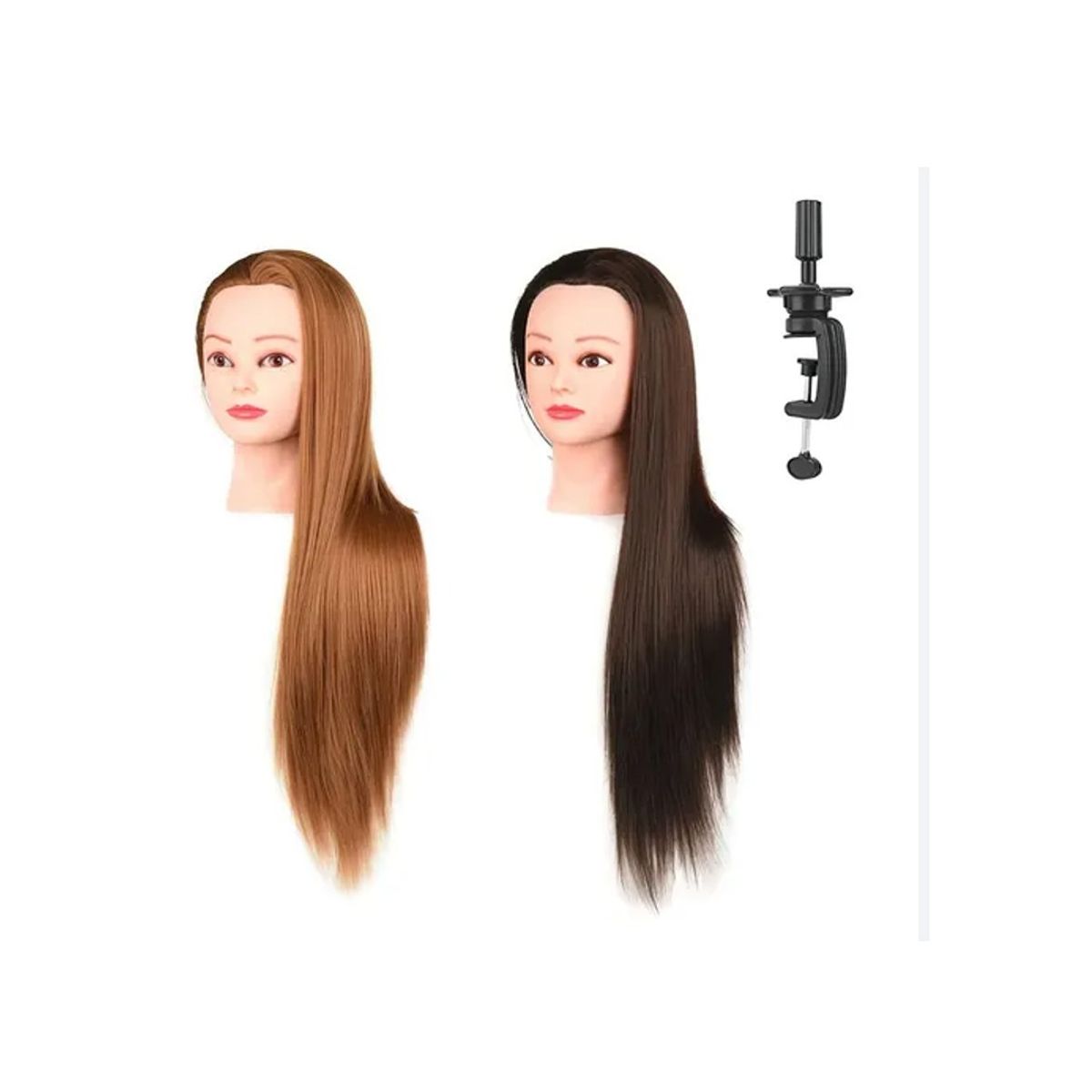 GENERICO - Cabeza Estudio Peluqueria Sintetico 80cm Cafe Claro