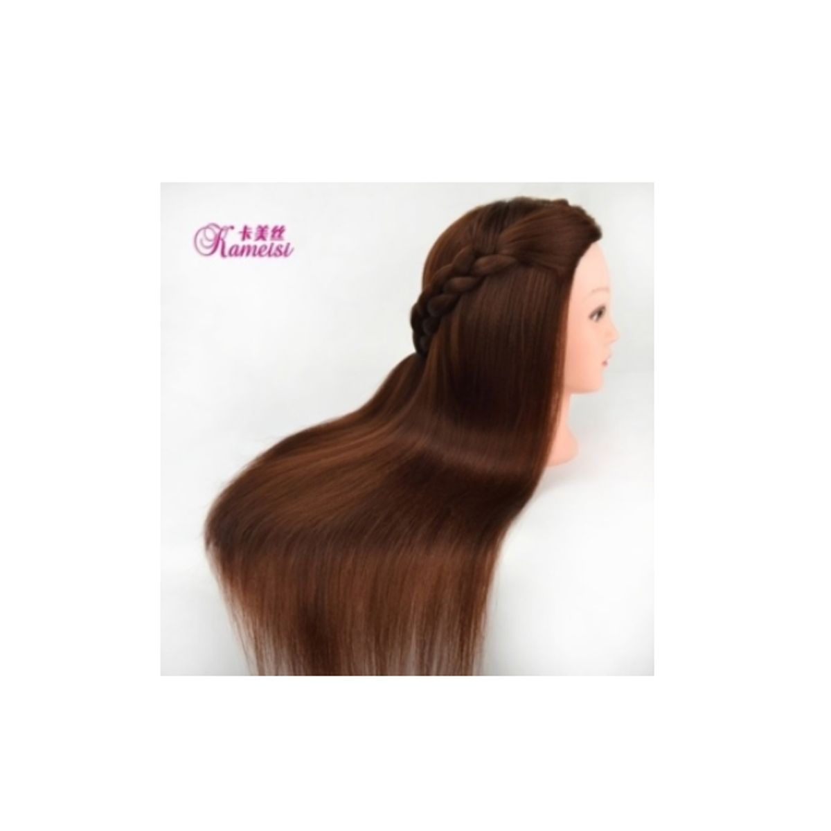 GENERICO - Cabeza Estudio Peluqueria Sintetico 80cm Cafe Claro