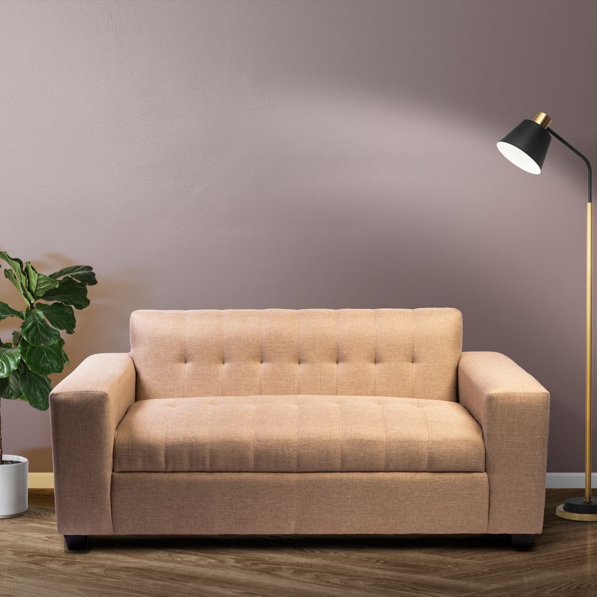 MUEBLES NEW - SOFA TRES CUERPOS BEIGE LINO.