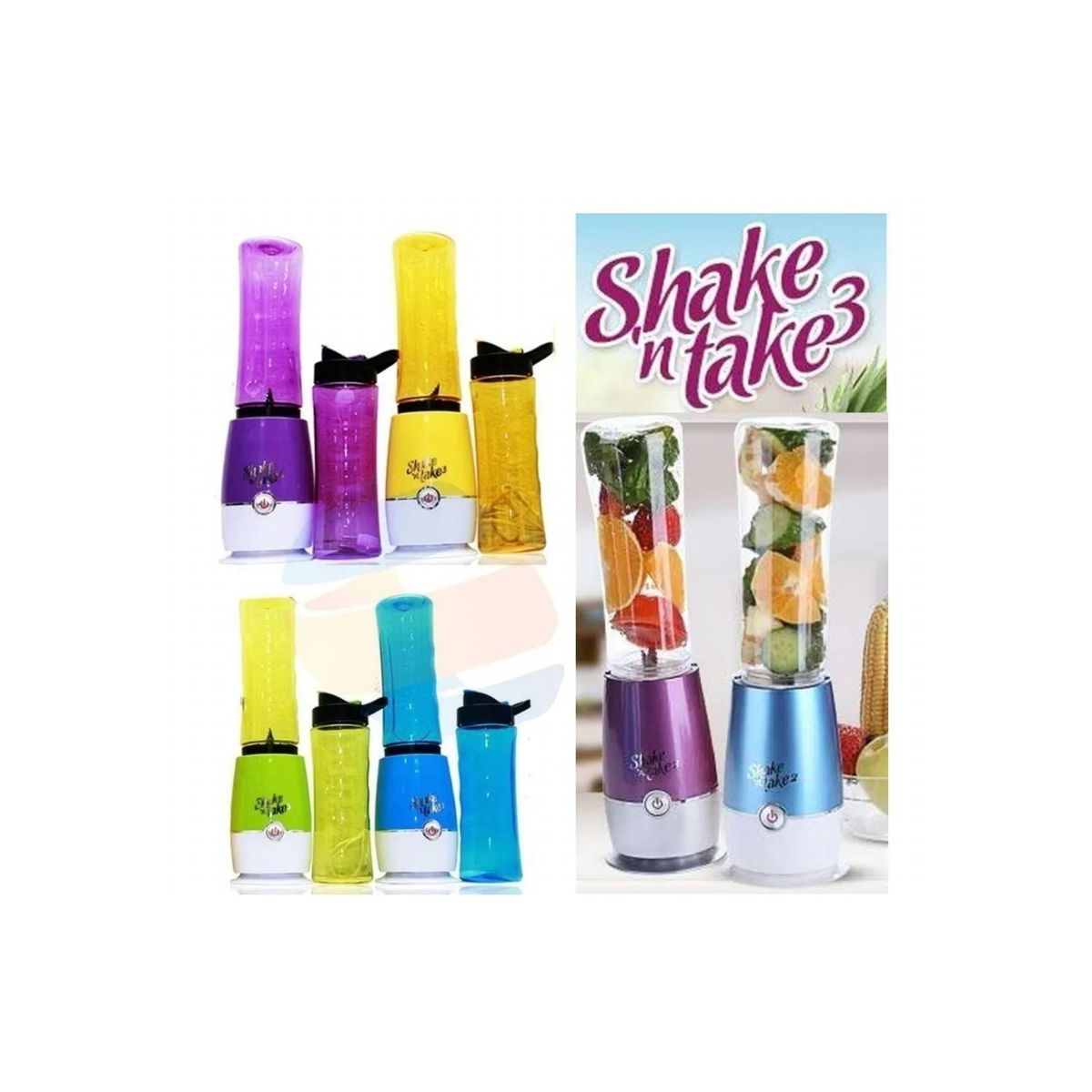 GENERICO - Mini Licuadora Juguera Portátil Pack 2 Vasos Shake'n Take