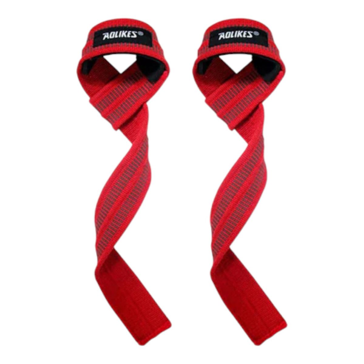 AOLIKES - Straps para levantamiento de pesas Crossfit Gym - rojo