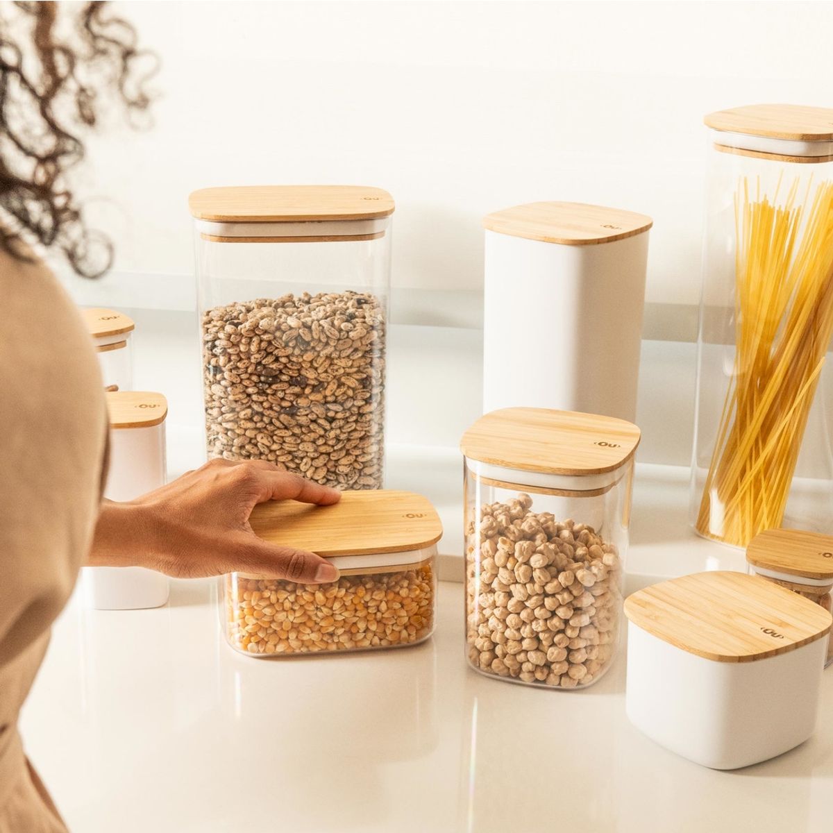 OU - Contenedor Hermético Rectangular Bambú Keep 1,5 lt Transparente Ou OU