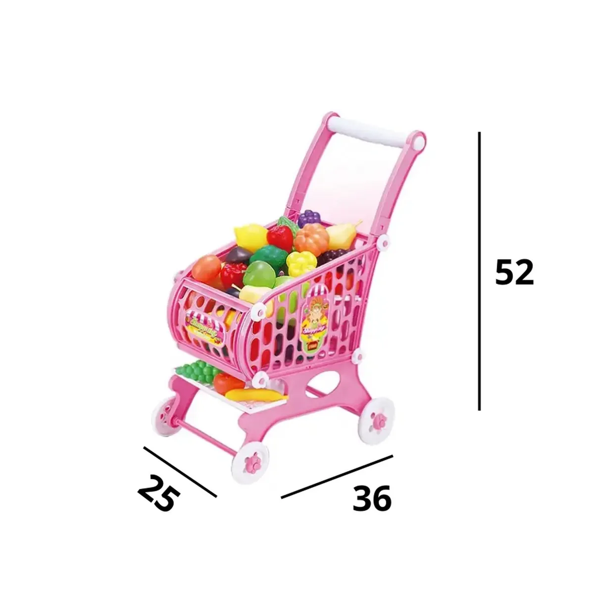 KIVARA - Carro Supermercado Juguete Carrito Compra Rosado Accesorios