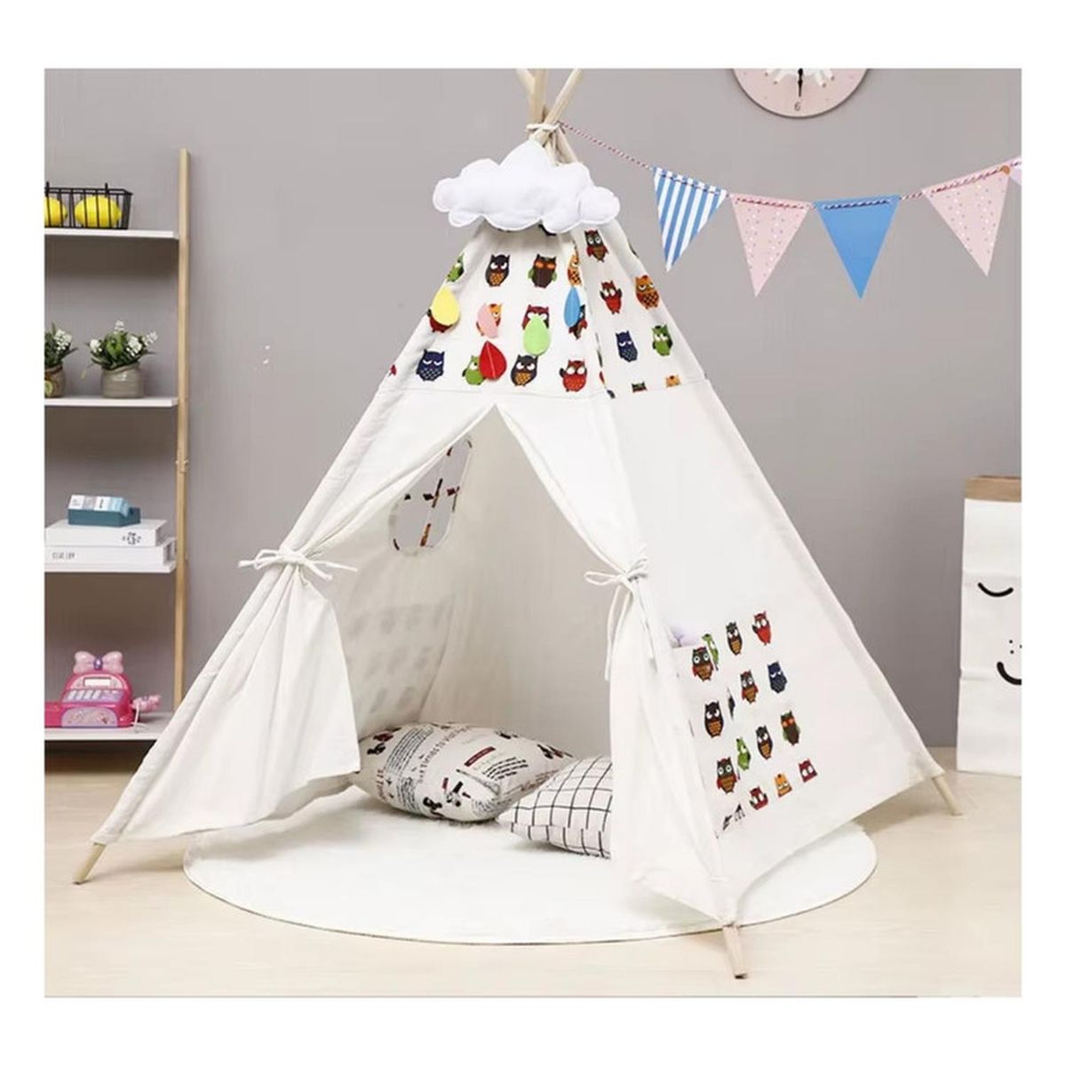 FIGLIO - Carpa Tipi Niños Infantil 160 Cm Buhos Juguete Decoracion