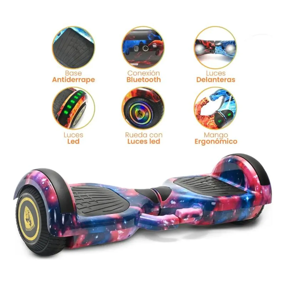 GENERICO - Patineta Smart Balance Eléctrica Con Casco MORADO GALAXIA