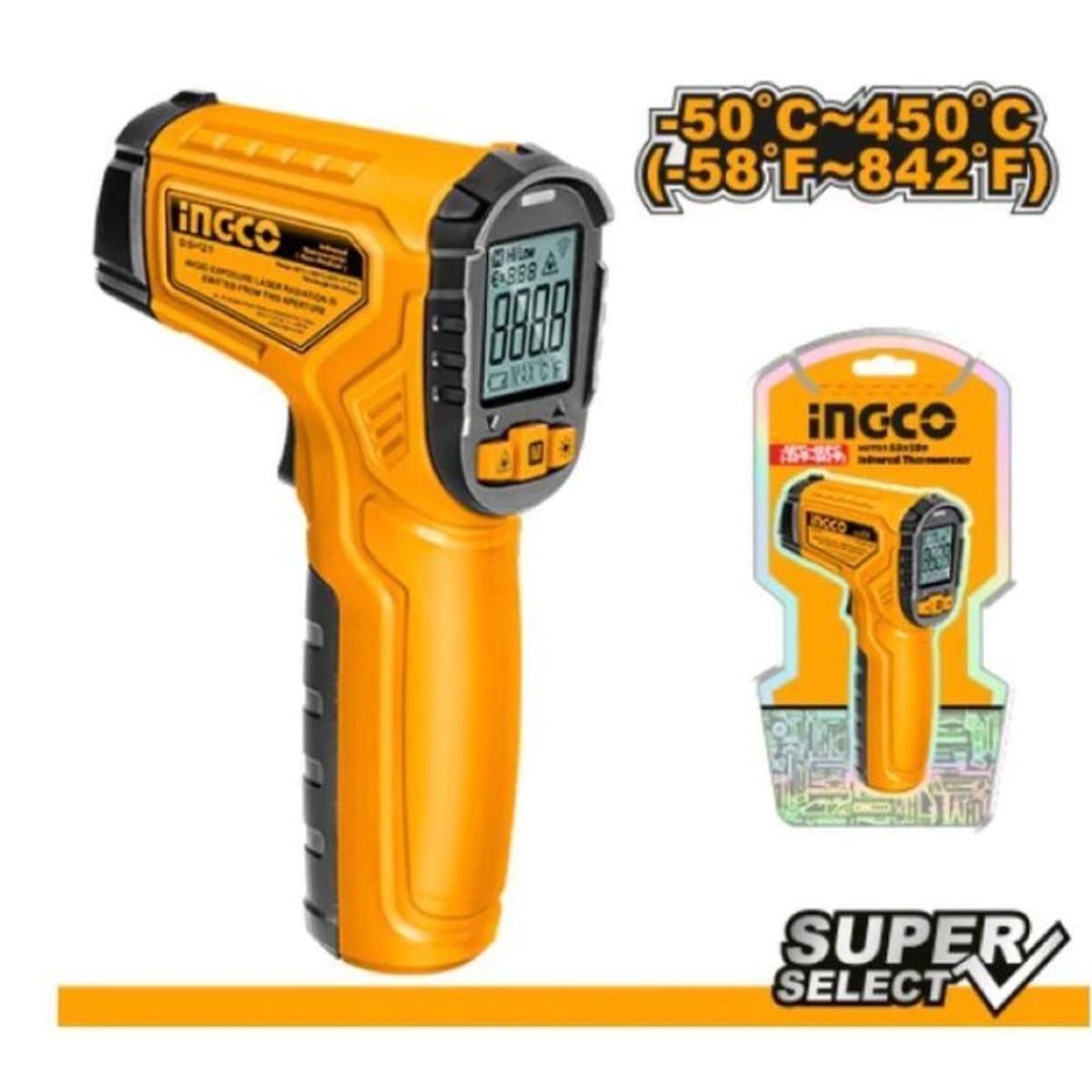 INGCO - Termómetro Infrarrojo Digital Ingco -50 C450 C 05s 2 Pil