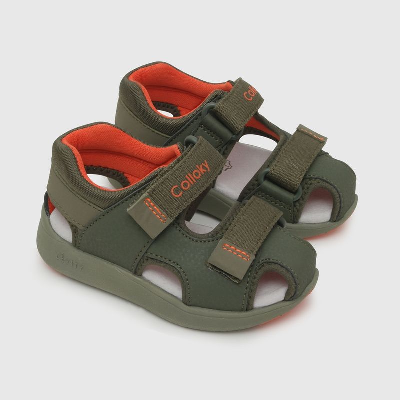 COLLOKY - Sandalia de bebé niño doble ajuste (18 a 21) Verde 21