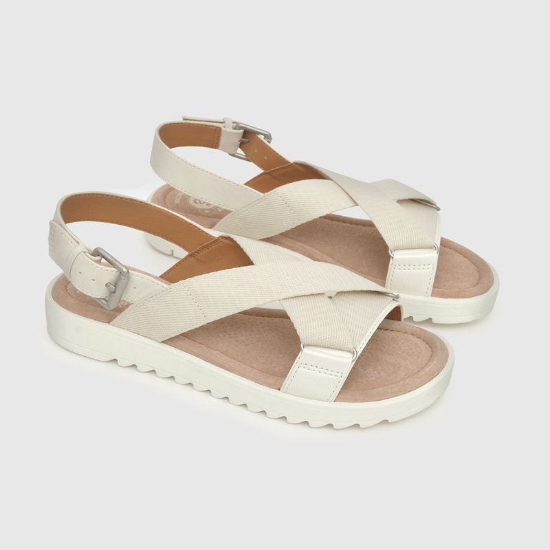 COLLOKY - Sandalia de niña cintas cruzadas (28 a 38) Blanco 36