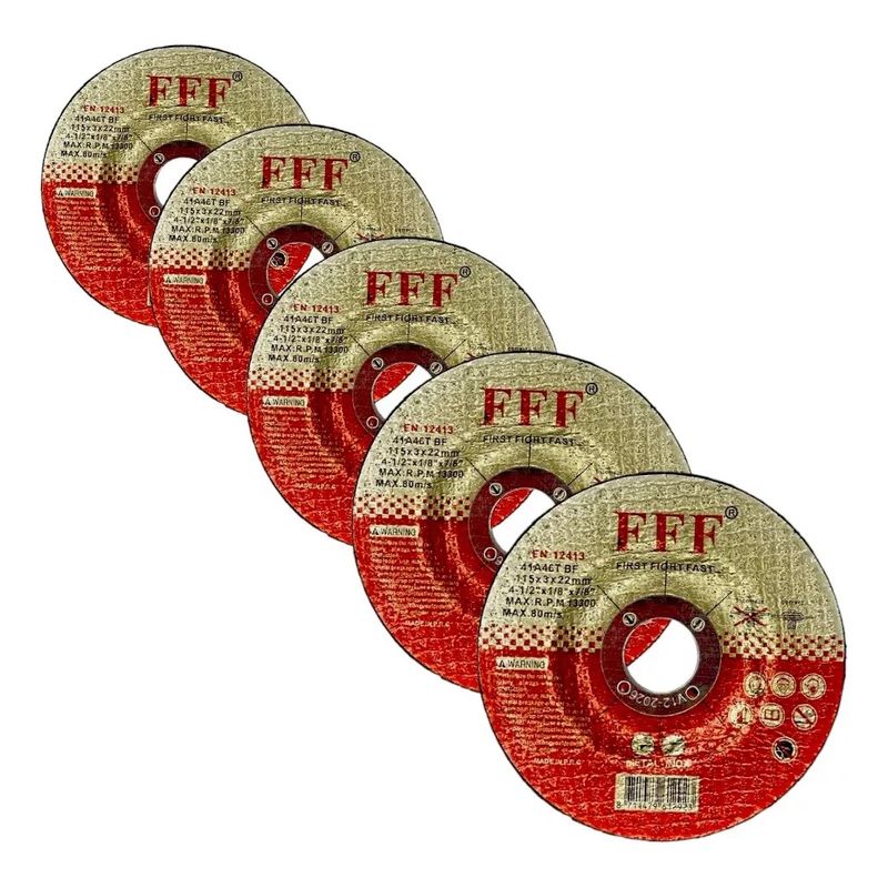 GENERICO - Set 5 Disco Corte Metal 115x3x22mm Discos Para Corte 4 1/2