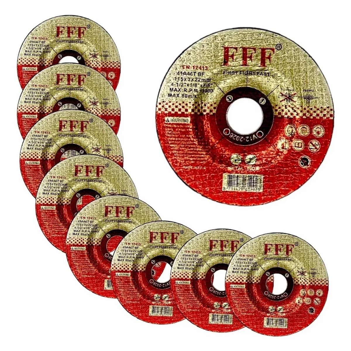 GENERICO - Set 10 Disco Corte Metal 115x3x22mm Discos Para Corte 4 1/2