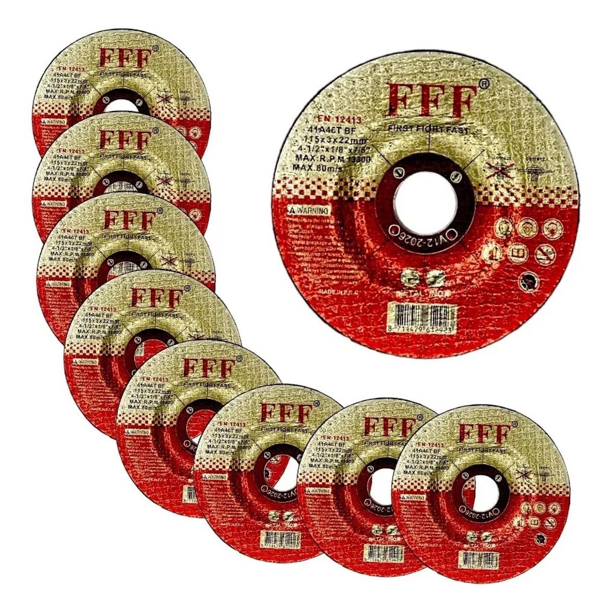 GENERICO - Set 10 Disco Corte Metal 115x3x22mm Discos Para Corte 4 1/2