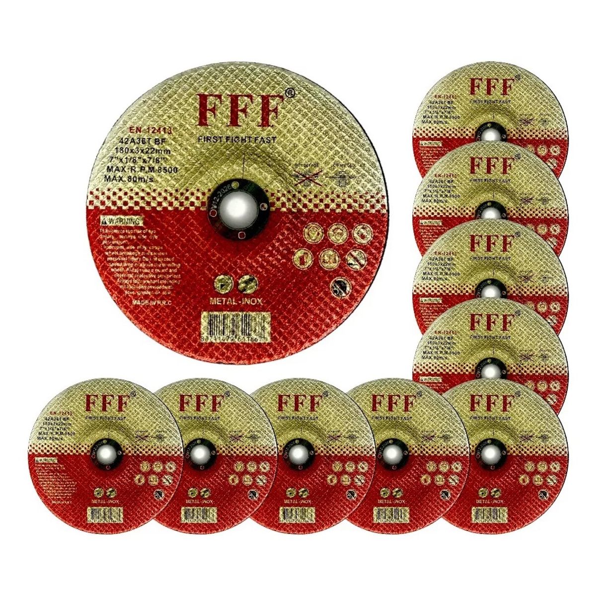 GENERICO - Set 20 Discos De Corte Metal 180x3x22mm Disco Corte 7 1/8 Pu