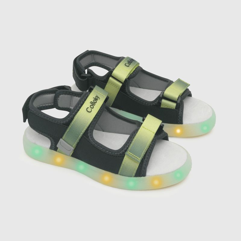 COLLOKY - Sandalia de niño luces doble ajuste (28 a 38) Negro 31