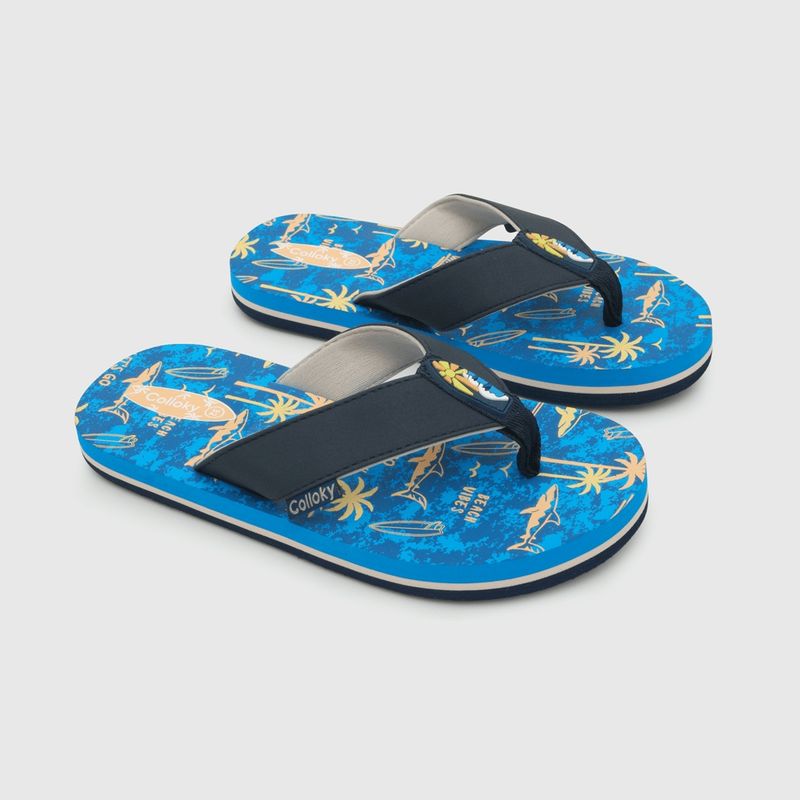 COLLOKY - Hawaiana de niño playa estampada (28 a 38) Azul 30