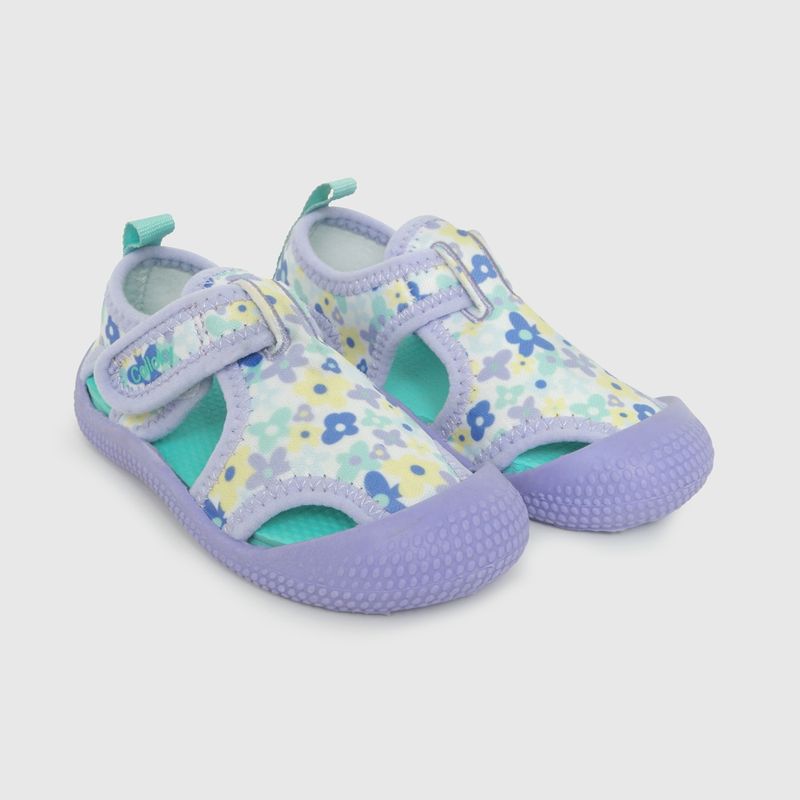 COLLOKY - Aqua de niña playa estampada flores (21 a 27) Blanco 25 25