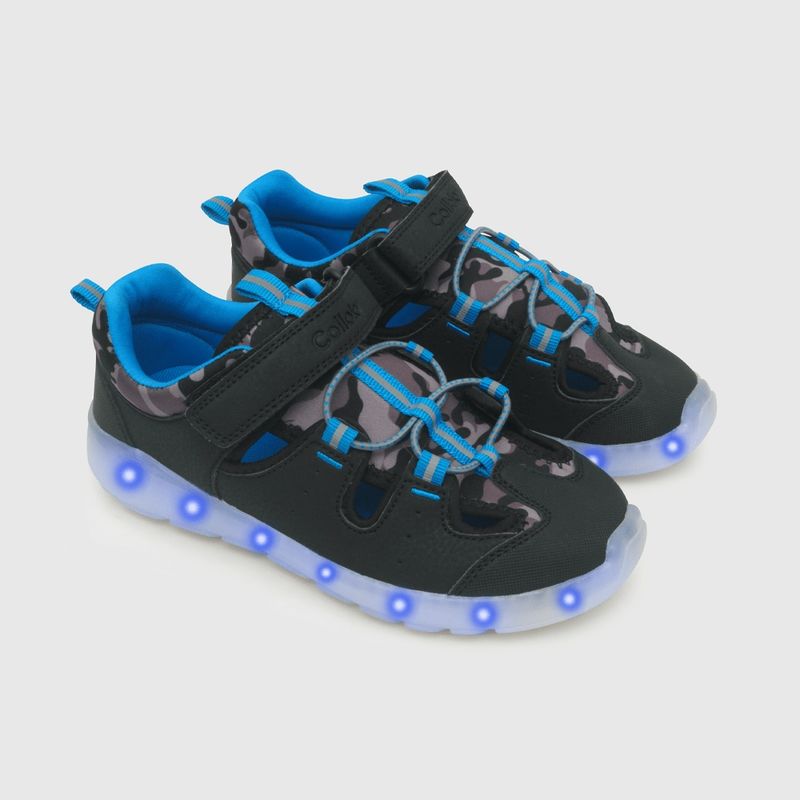 COLLOKY - Sandalia de niño luces (28 a 38) Negro 29