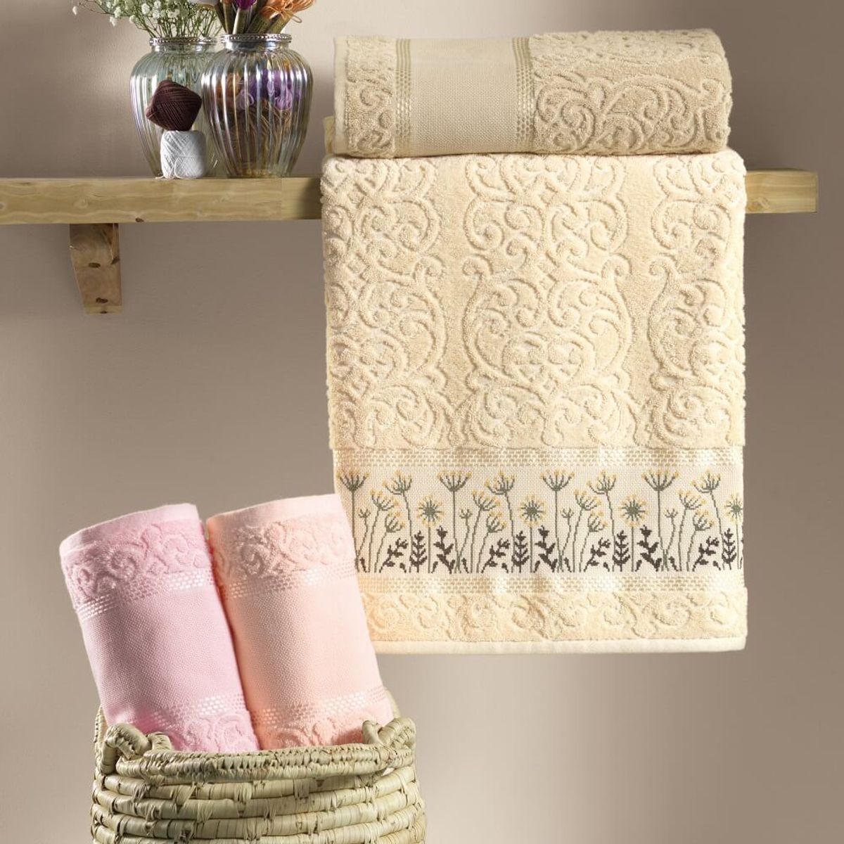 KARSTEN - Toalla de visita para bordar Karsten Melina II Rosa