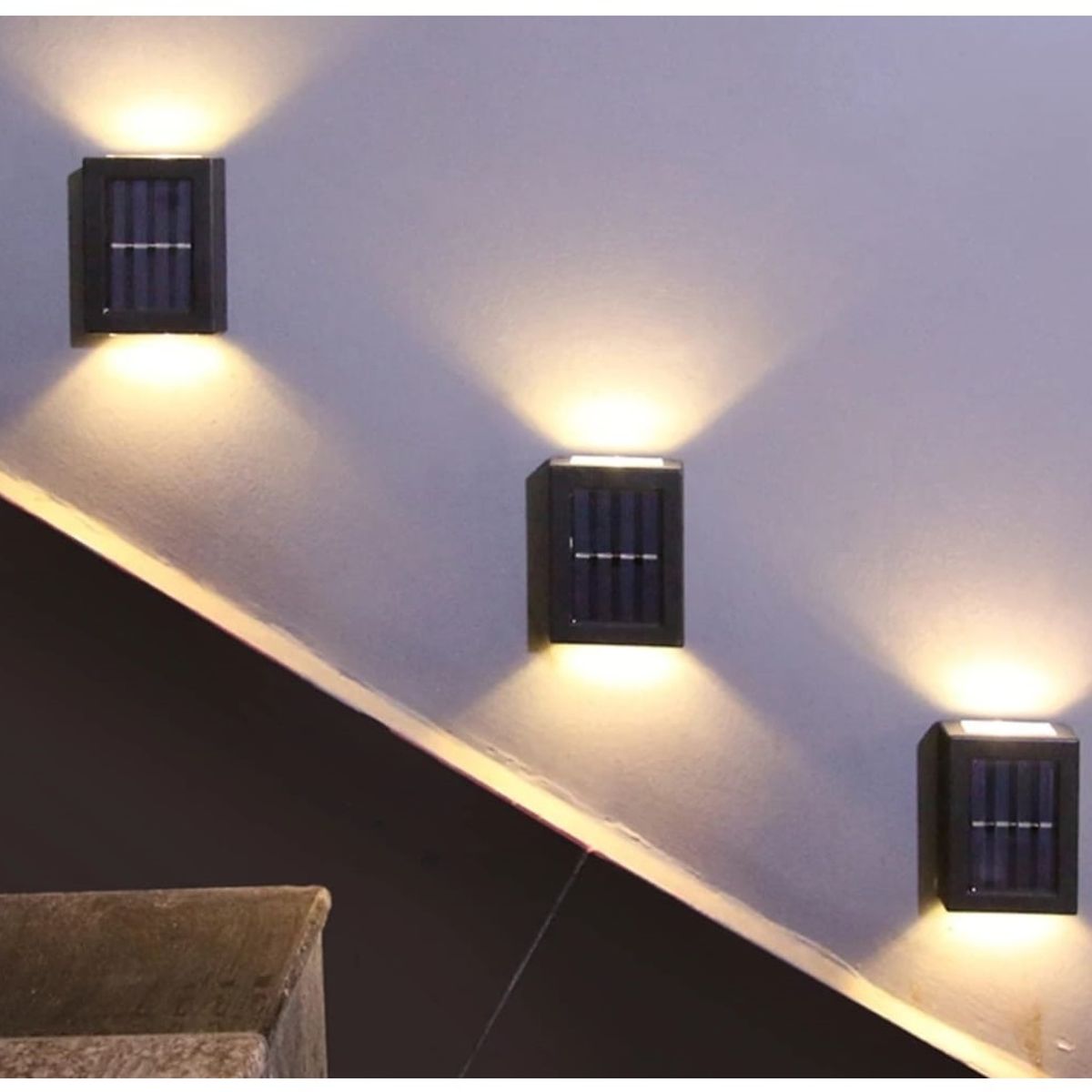 GENERICO - PACK x2 Foco Solares Aplique Pared Luz Led Exterior Hogar