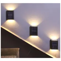 GENERICO - PACK x2 Foco Solares Aplique Pared Luz Led Exterior Hogar