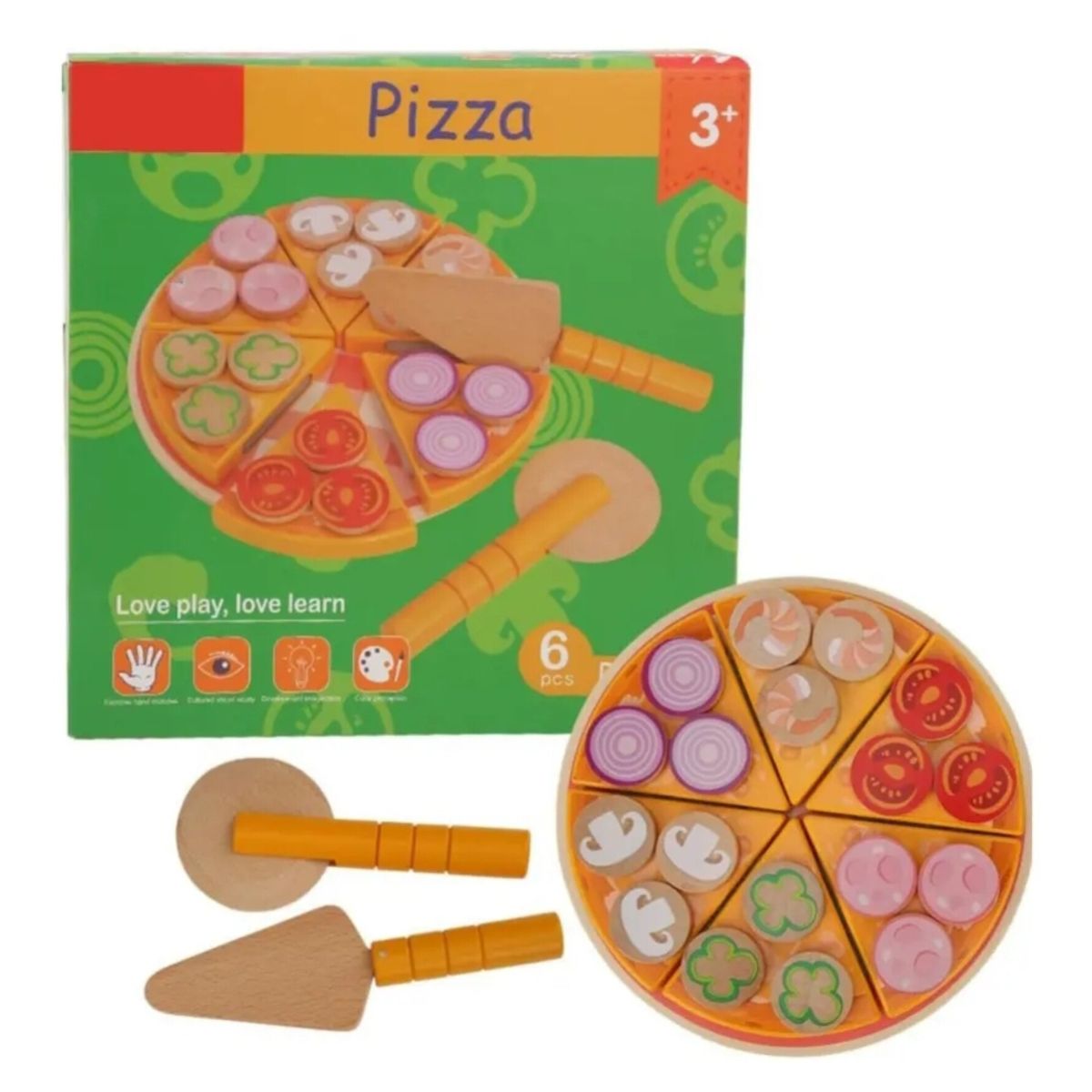 GENERICO - Pizza De Madera De 27 Piezas Para Niños