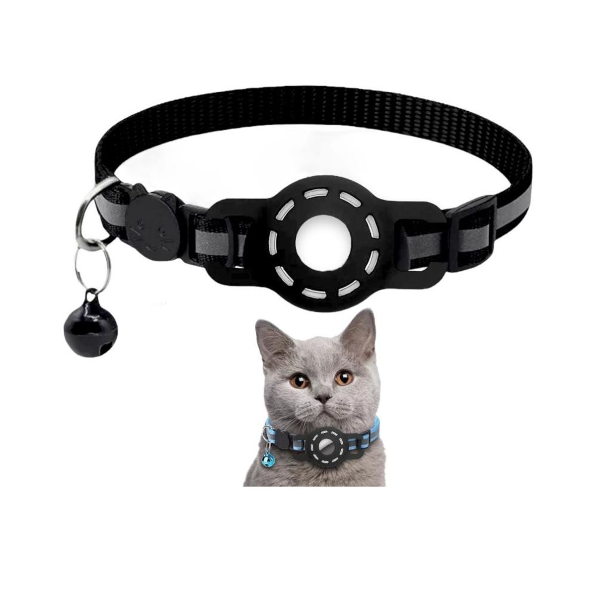 GAOR - Collar Con Funda Airtag Para Localizar Gato (Negro) GAOR.
