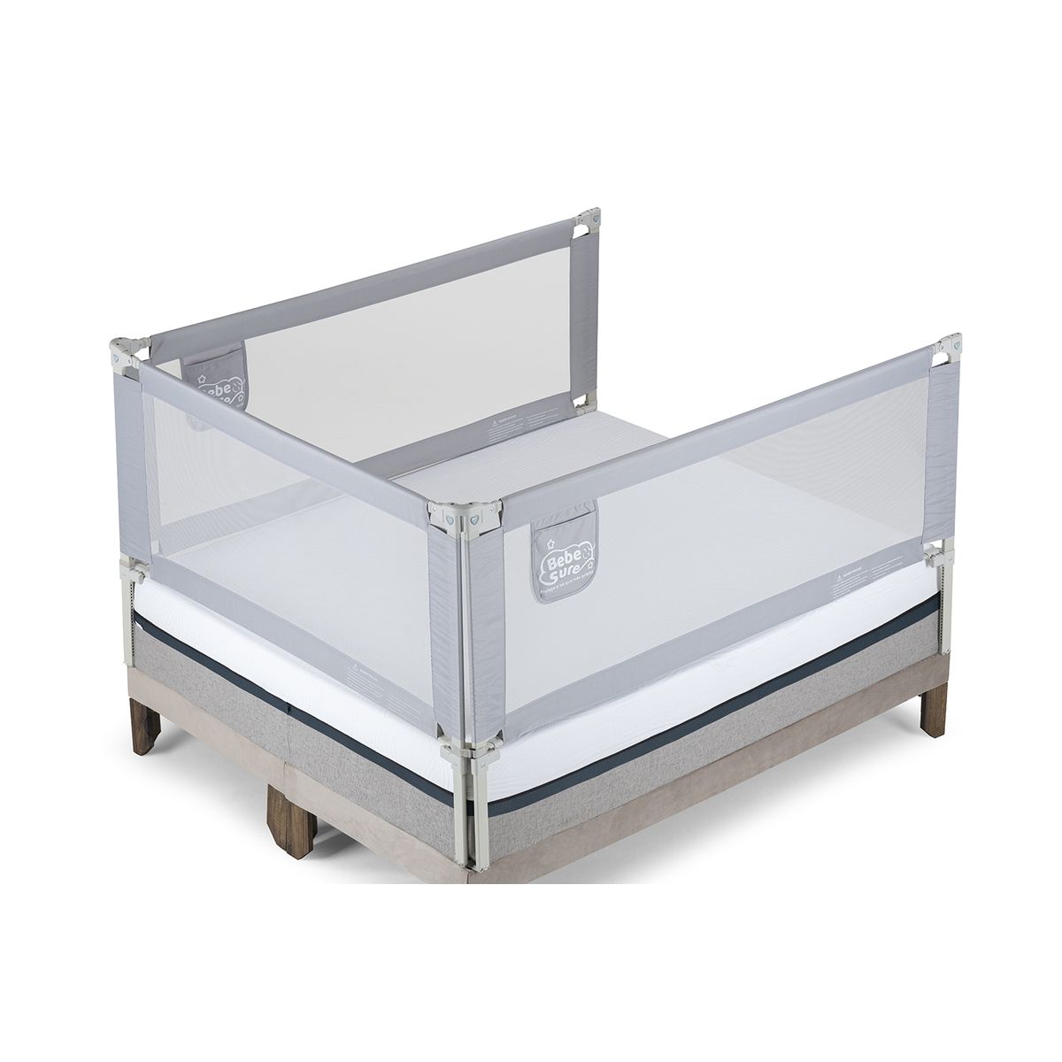 BEBE SURE - 3 barandas para cama Full 137x190x190 cm colchón alto