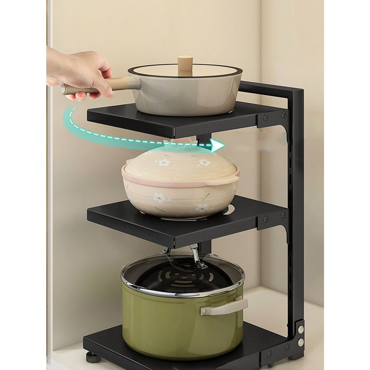 VATYERTY - Estante organizador de ollas y sartenes de 3 niveles