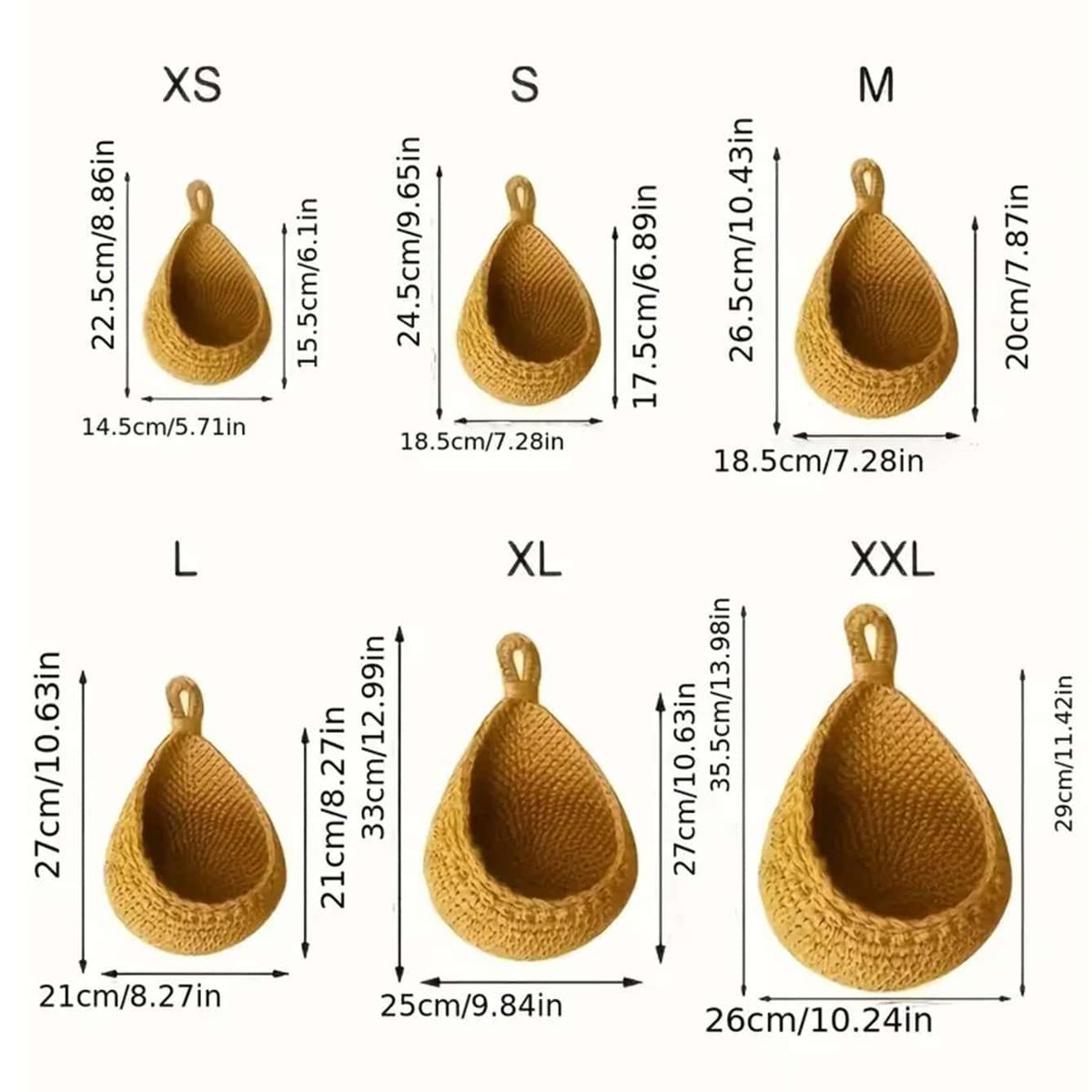 VATYERTY - Estilo bohemio tejido Cesta Caqui 20x18x25cm