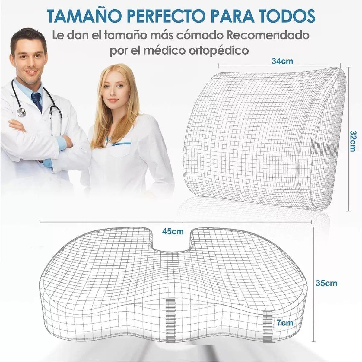 KUANGYE - Cojin Negro Lumbar Y Asiento Para Coxis y Ciatica Lumbar